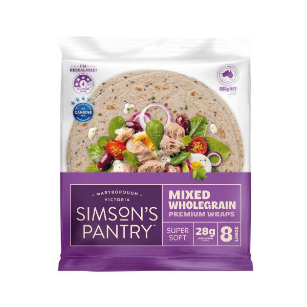 Preservative Free Mixed Wholegrain Large Wraps 8 Pack