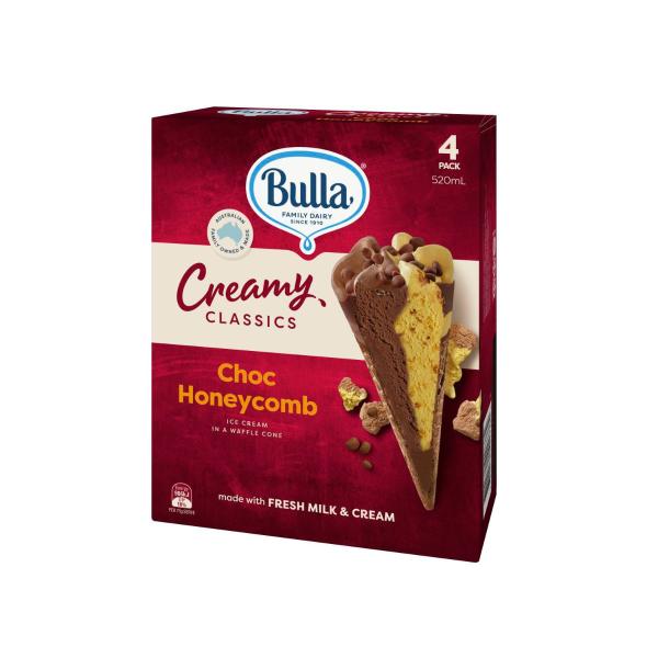 Creamy Classics Choc Honeycomb Cone 4 Pack