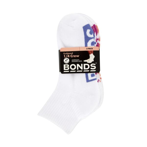Womens Cushioned 1/4 Crew Sock Size 3+