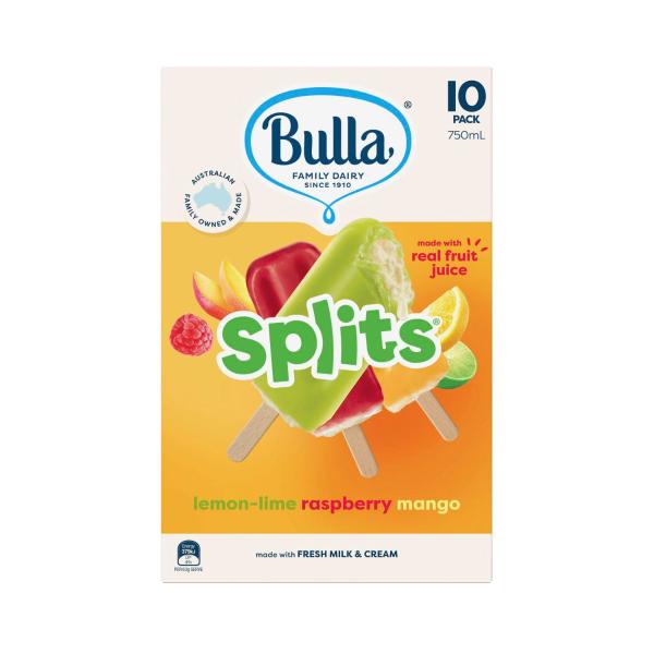 Lemon-lime, Raspberry & Mango Ice Cream Splits 10 Pack