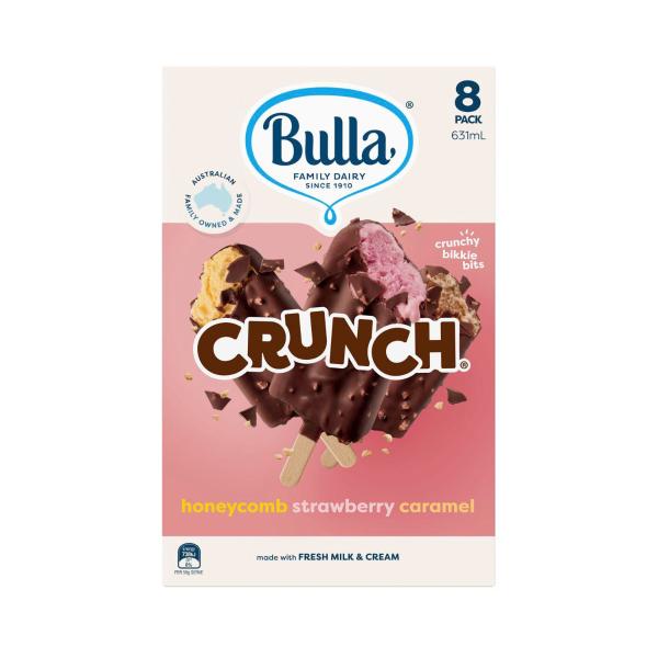 Honeycomb, Strawberry & Caramel Crunch Ice Cream Sticks 8 Pack