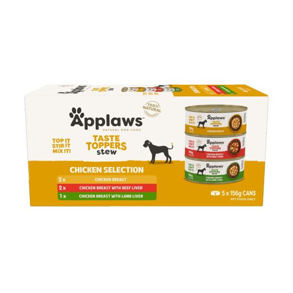 Taste Toppers Chicken Selection In Stew Dog Food Tin Multipack 5x156g