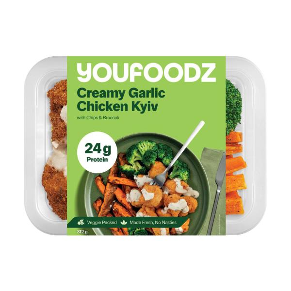 Creamy Garlic Chicken Kyiv With Chips & Broccoli
