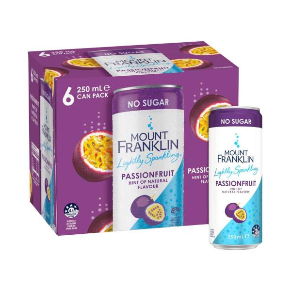 Lightly Sparkling Water Passionfruit Multipack Mini Cans 250ml