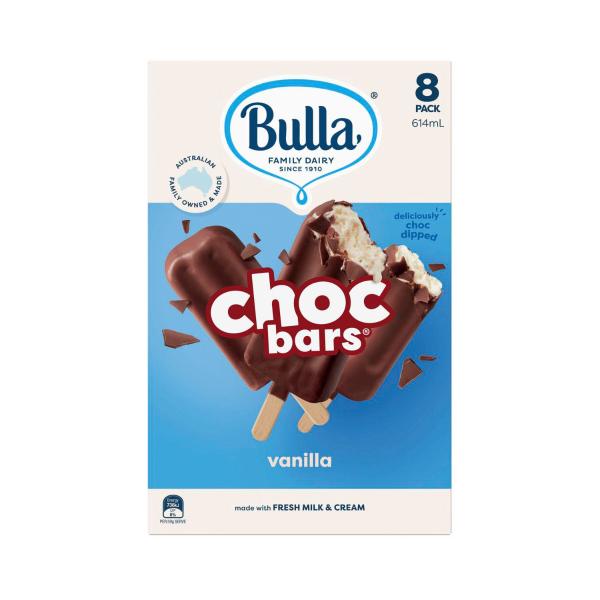 Vanilla Ice Cream Choc Bars 8 Pack