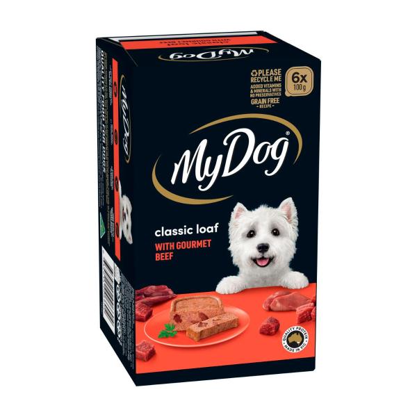 Adult Wet Dog Food Classic Loaf With Gourmet Beef 6x100g Trays