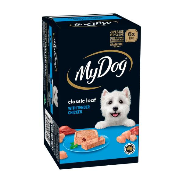 Adult Wet Dog Food Classic Loaf With Tender Chicken 6x100g Trays