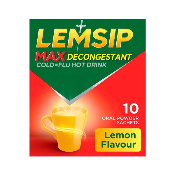Max Decongestant Cold And Flu Lemon Hot Drink With Paracetamol
