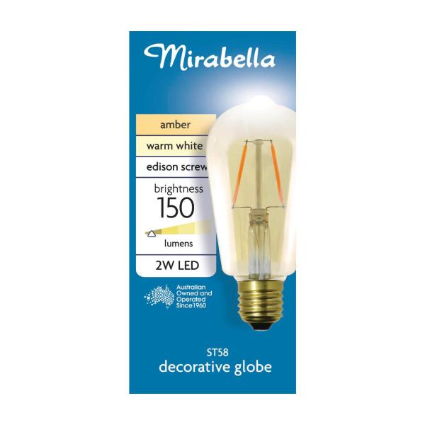 Led St58 Filament Amber Es 2w 150lm 1800k