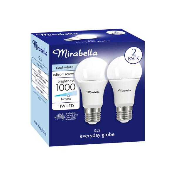 Led 2pk Gls Es 11w 1000lum 4000k Cool White Brand A60