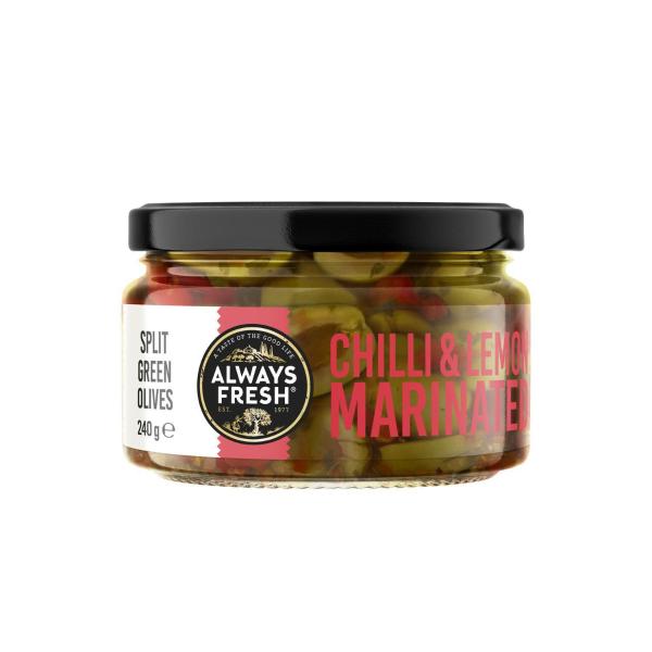 Deli Style Split Green Olives With Chilli And Lemon