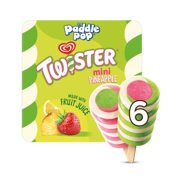 Paddle Pop Twister Mini Pineapple Ice Blocks Sticks 6 Pack