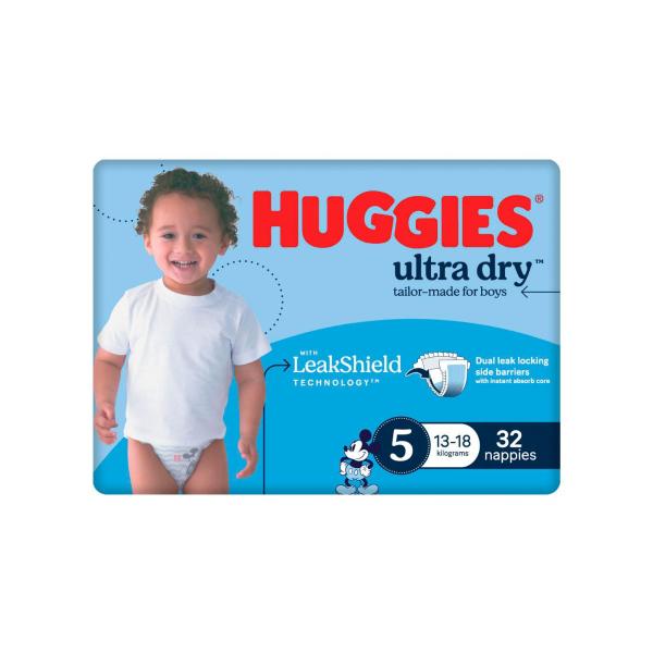 Ultra Dry Nappies Boys Size 5 (13-18kg)