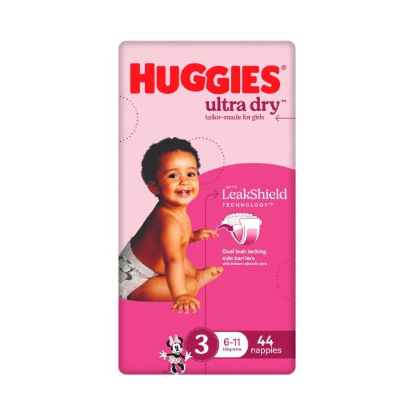 Ultra Dry Nappies Girls Size 3 (6-11kg)