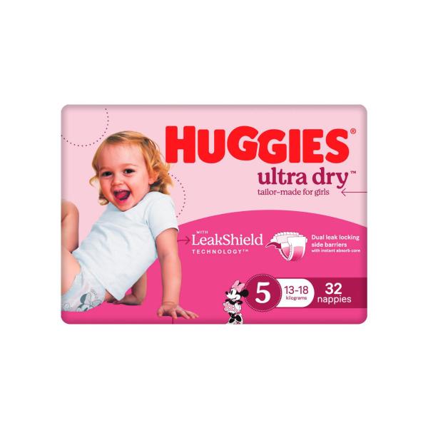 Ultra Dry Nappies Girls Size 5 (13-18kg)
