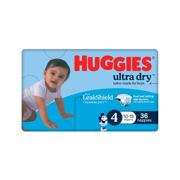 Ultra Dry Nappies Boys Size 4 (10-15kg)