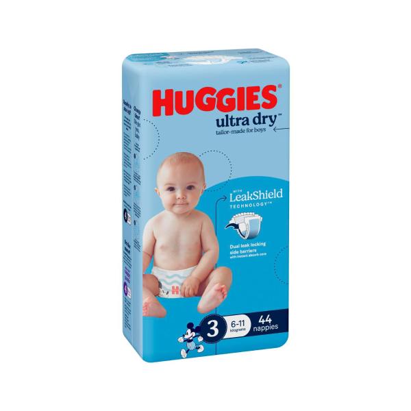 Ultra Dry Nappies Boys Size 3 (6-11kg)