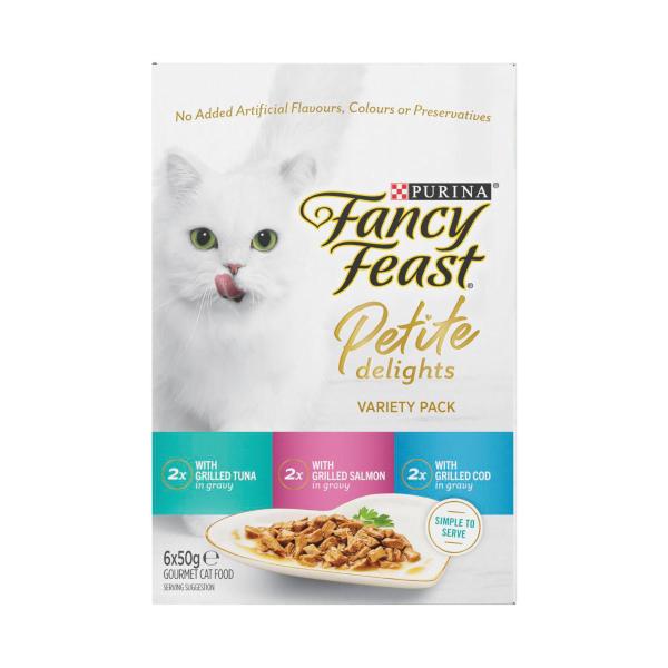 Petite Delights With Grilled Tuna Salmon & Cod Cat Food 6x50g