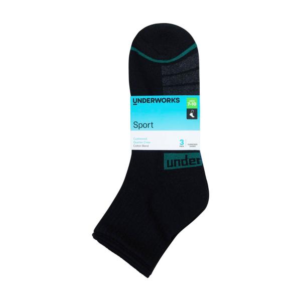 Mens Sports Quarter Crew White/black Size 5-8 Socks