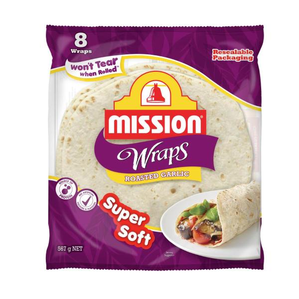 Roasted Garlic Wraps 8 Pack