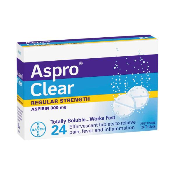 Pain Relief Aspirin 24 Soluble Effervescent Tablets