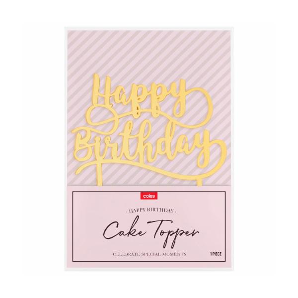 Happy Birthday Cake Topper Gold Or Silver