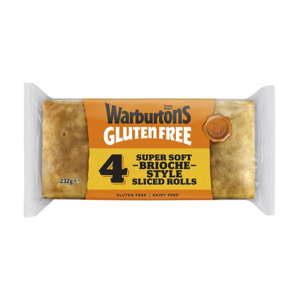 Gluten Free Soft Sliced Brioche Style Rolls 4 Pack