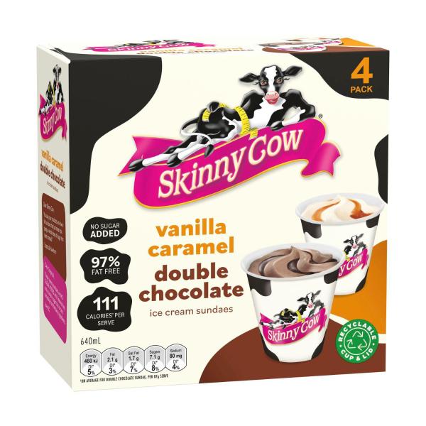 Vanilla Caramel & Double Chocolate Ice Cream Sundaes 4 Pack