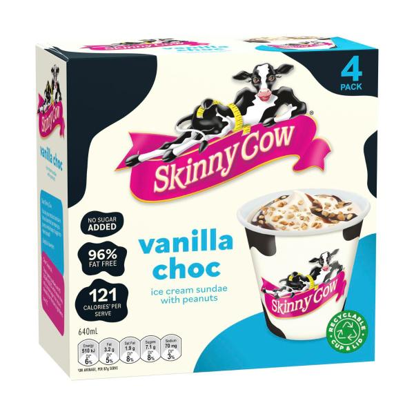 Skinny Cow Vanilla Choc Sundae With Peanuts Ice Cream 4 Pack