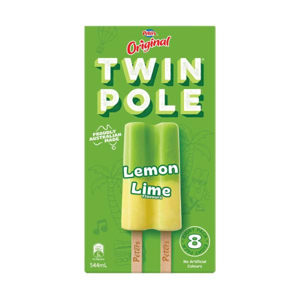 Original Twin Pole Lemon Lime Ice Blocks 8 Pack