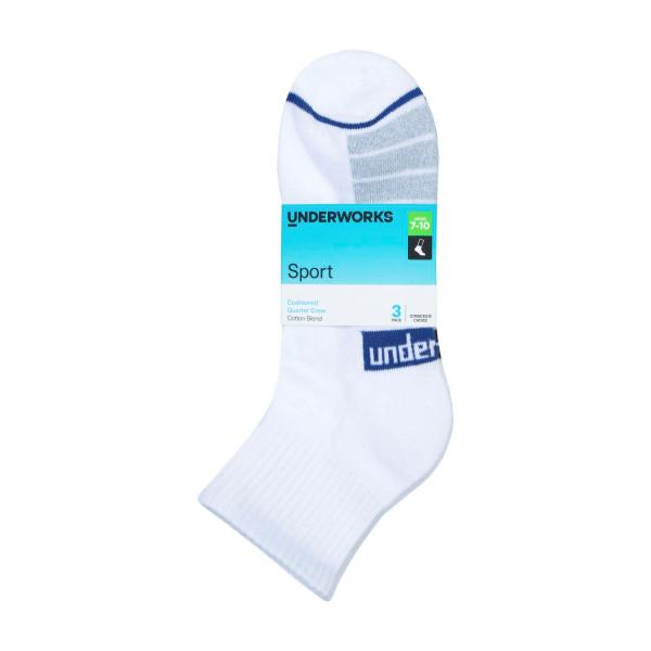 Mens Sports Quarter Crew White