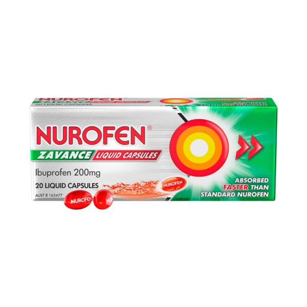 Zavance Fast Pain Relief 200mg Ibuprofen Liquid Capsules