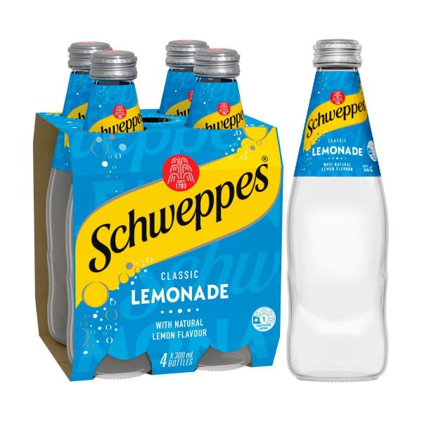 Lemonade Soft Drink Bottle Glass Multipack 300ml x 4 Pack