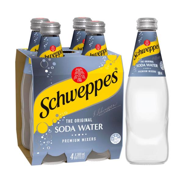 Soda Water Bottle Classic Mixers Glass Multipack 300ml x 4 Pack