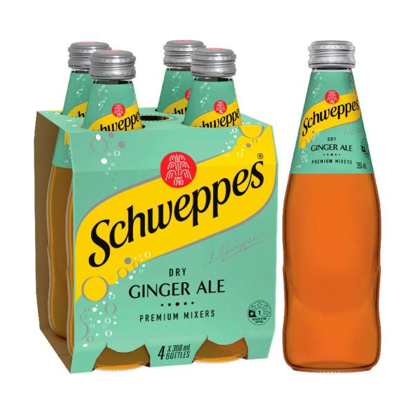 Dry Ginger Ale Soft Drink Bottle Mixers Multipack 300ml x 4 Pack