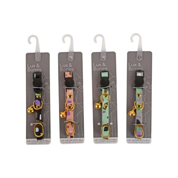 Printed Leather Cat Collar With Bell