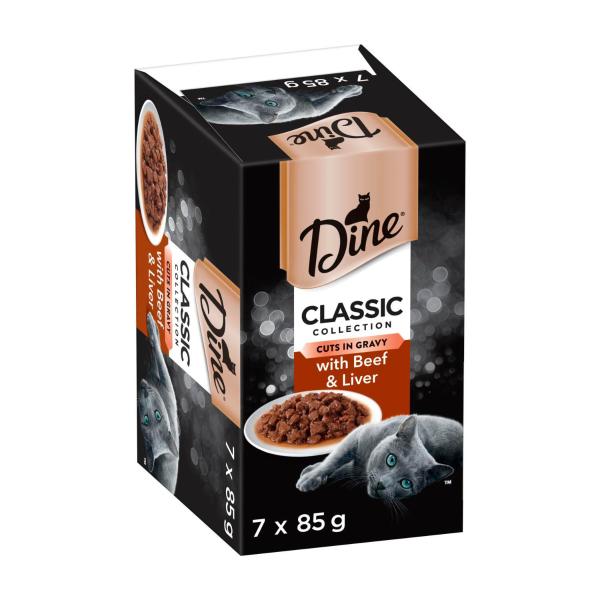 Classic Collection Adult Wet Cat Food Cuts in Gravy With Beef & Liver 7x85g Trays