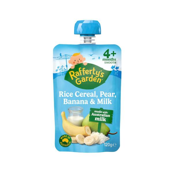 Rice Cereal Pear Banana & Milk No Added Sugar Baby Food Pouch 4+ Months