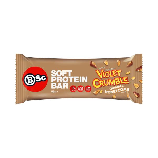 X Violet Crumble Soft Protein Bar Caramel Honeycomb