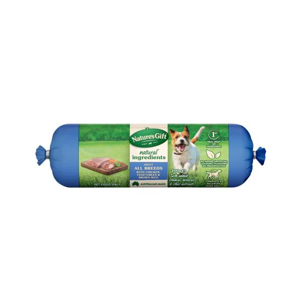 Adult Chilled Fresh Dog Food Roll With Chicken Vegetables & Brown Rice
