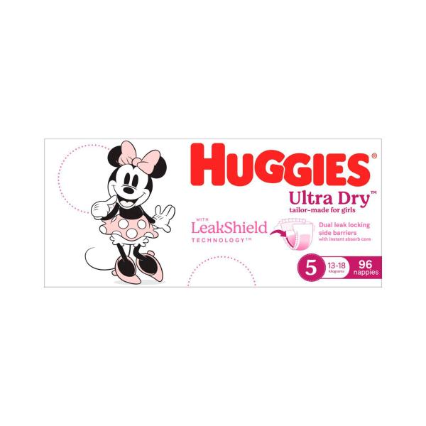 Ultra Dry Nappies Girls Size 5 (13-18kg)