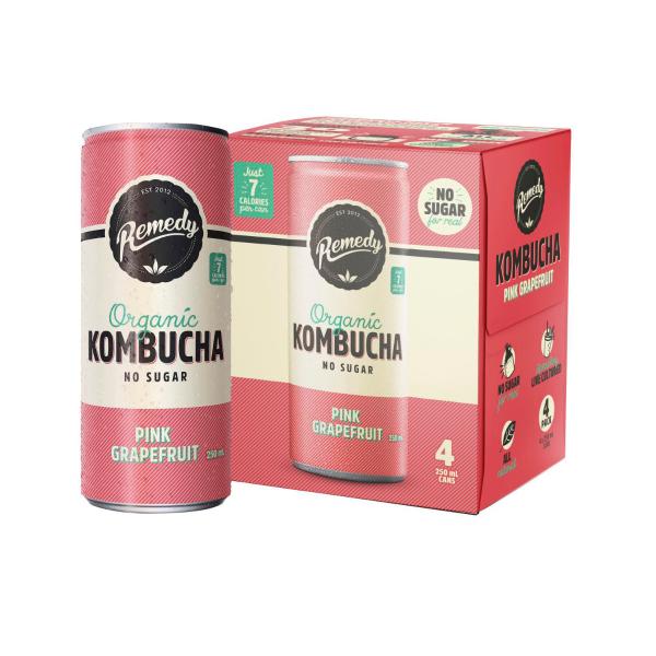 Kombucha Organic Drinks Pink Grapefruit 4x250ml