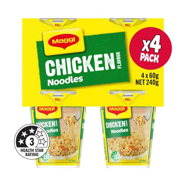 Instant Noodles Cups Chicken Flavour 4 Pack