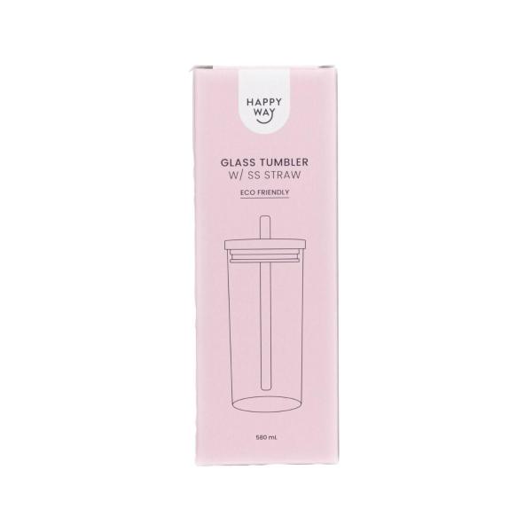 Glass Tumbler With Stainless Steel Straw 580ml