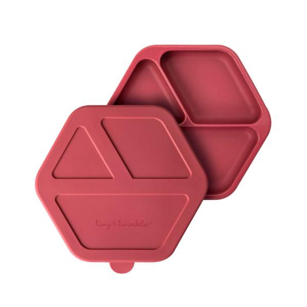 Silicone Suction Plate And Lid Set Burgundy