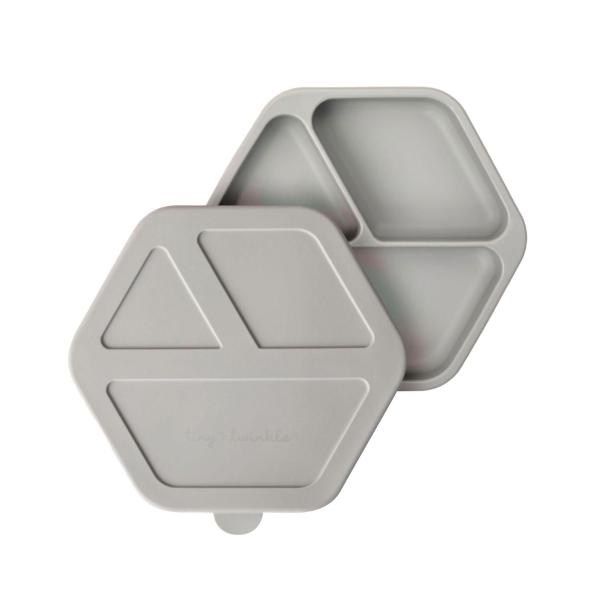 Silicone Suction Plate And Lid Set Grey