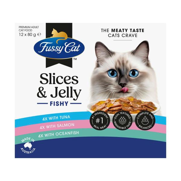 Grain Free Twice As Tasty Slices & Jelly Fishy Wet Cat Food 12X80g