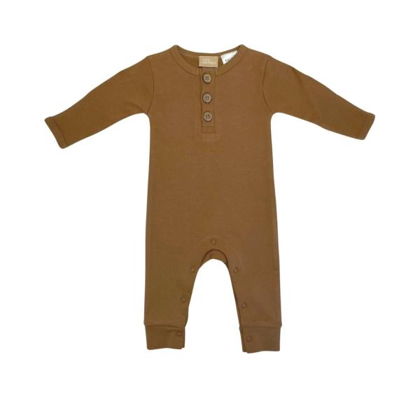 Cozy Button Up Bodysuit - Latte - 0-3 Months