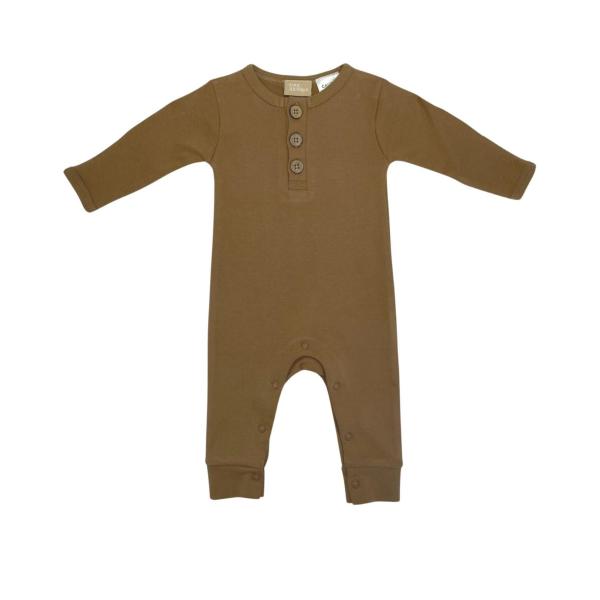 Cozy Button Up Bodysuit - Latte - 3-6 Months