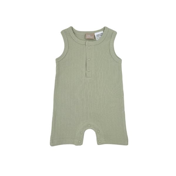 Sleeveless Ribbed Onesie - Soft Sage - 3-6 Months